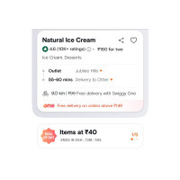 Swiggy Valentine's Day Special Offer : Get any scoop at ₹40 at Naturals Ice Cream